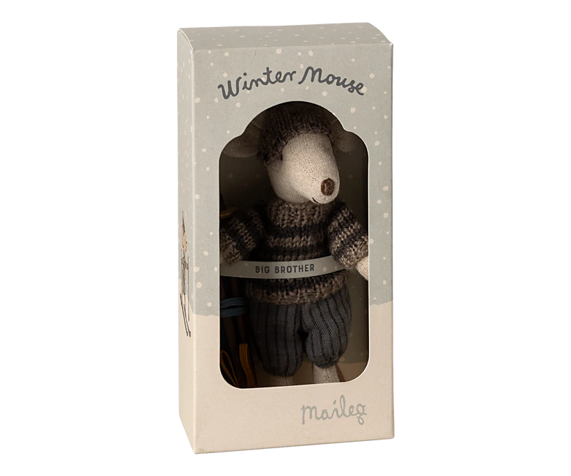 Winter Mouse with Ski Set - Big Brother Grey