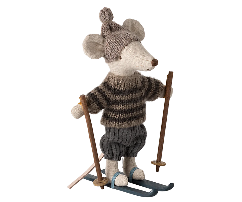 Winter Mouse with Ski Set - Big Brother Grey