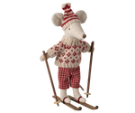 Winter Mouse with Ski Set - Mum Red