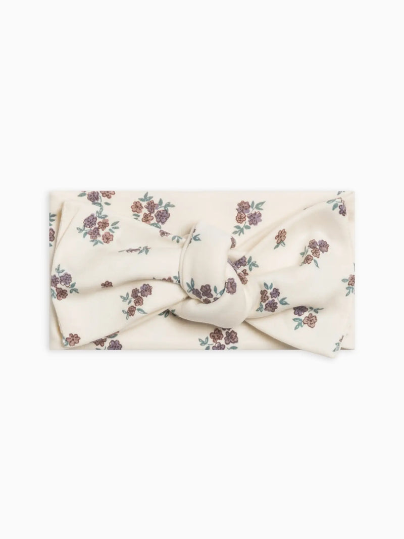 Organic Baby Hattie Knot Bow Wrap -Tempe Floral/Fog+Chestnut