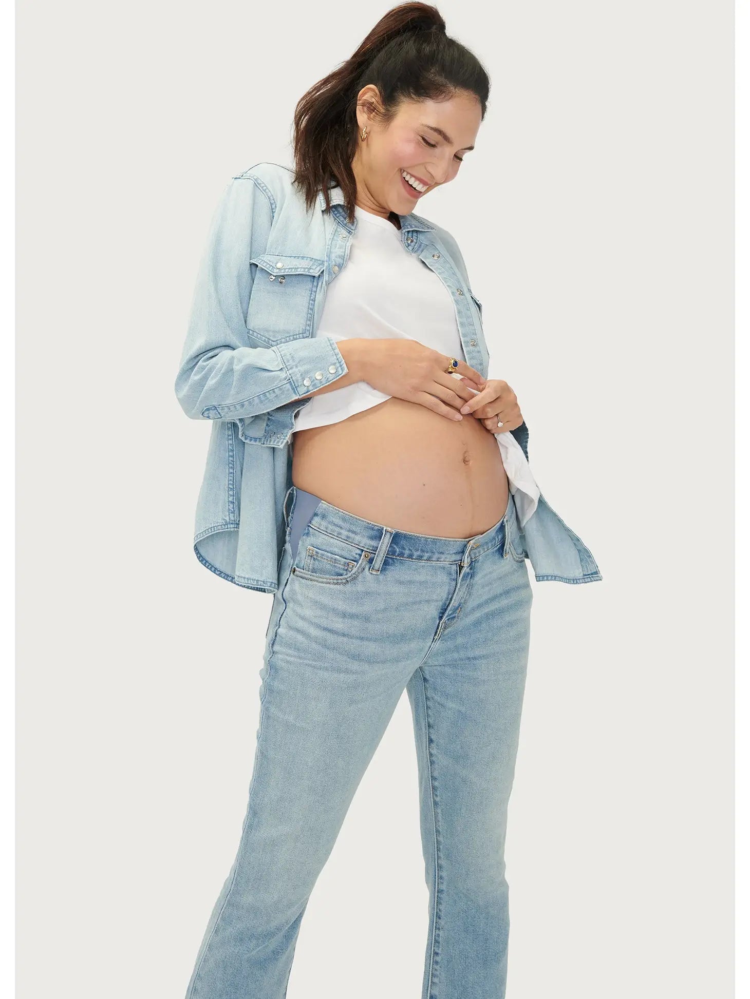The Crop Maternity Jean - Light Wash – Chicke