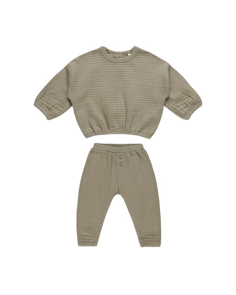 Textured Sweat Set || Olive