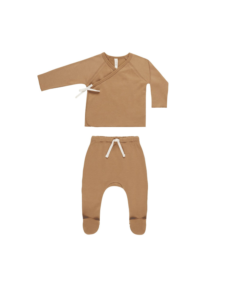 Wrap Top + Footed Pant Set || Golden