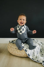 Muslin Bib - Charcoal Checker