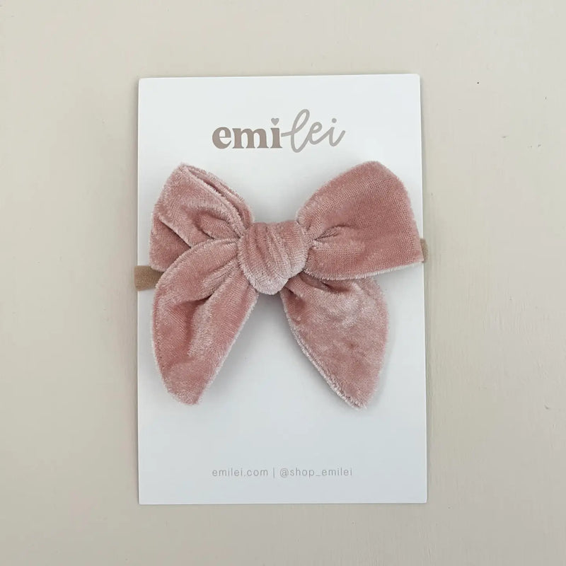 Velvet Fable Bow Headband - Blush