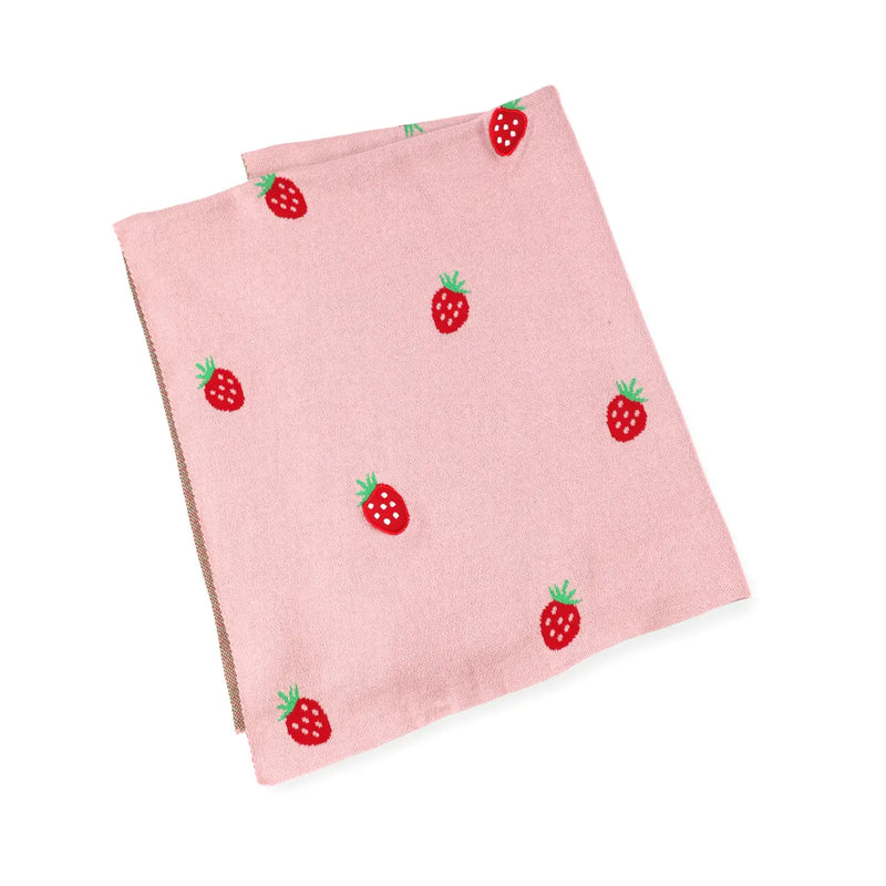 Strawberry - Organic Jacquard Sweater Knit Baby Blanket