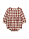 Bristol Flannel Long Sleeve Bubble Romper - Garnet Plaid