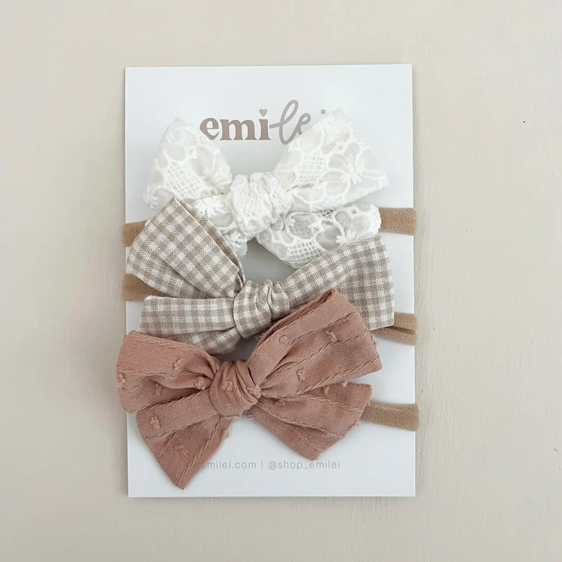 Nylon Stretchy Bow Headband Set