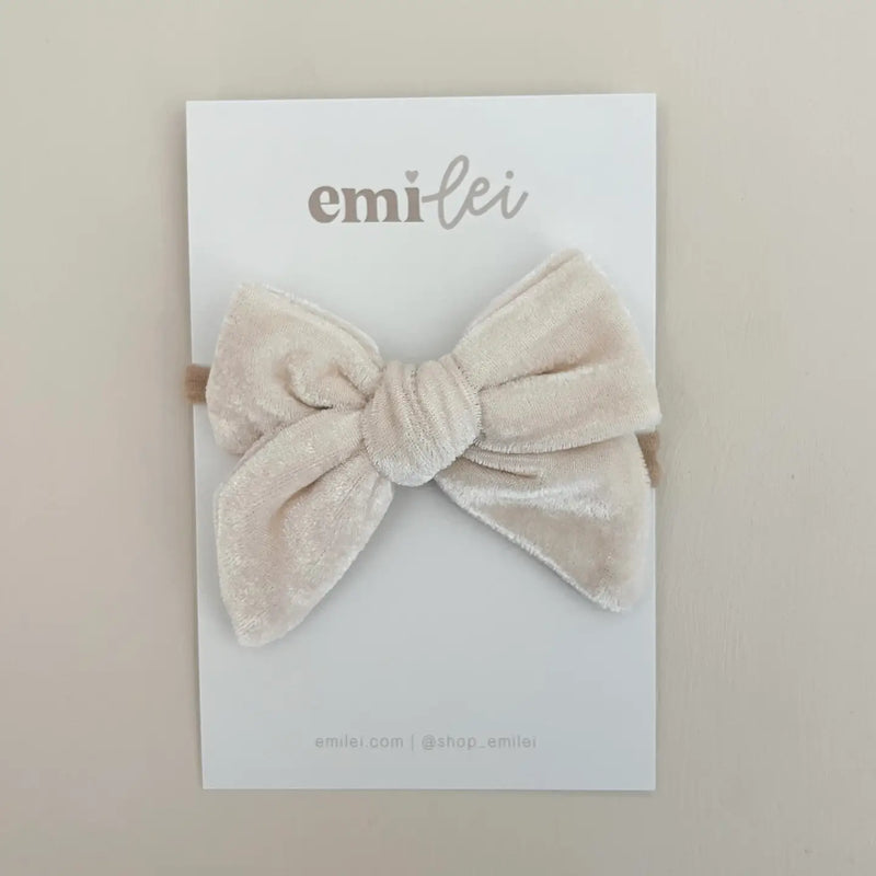 Velvet Fable Bow Headband - Ivory