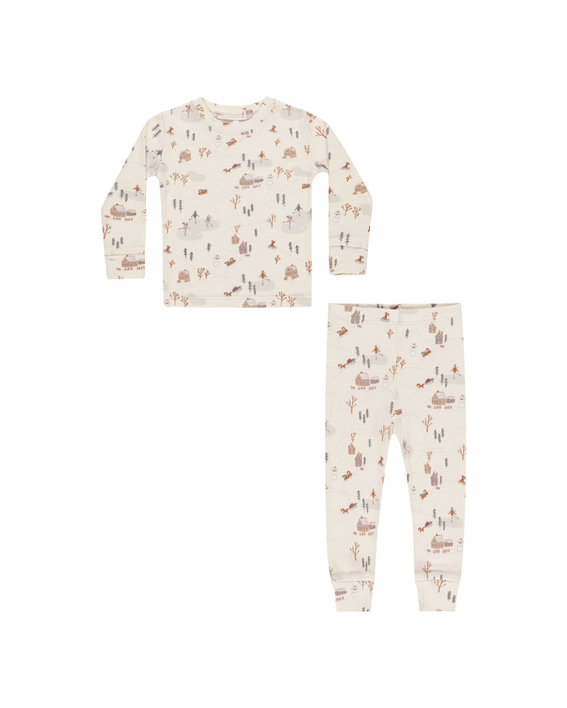 Organic Long Sleeve Pajama Set || Winter Town