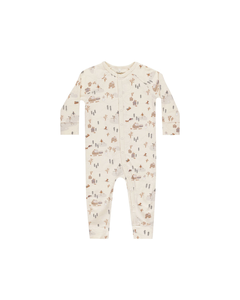 Organic Long John Pajamas || Winter Town