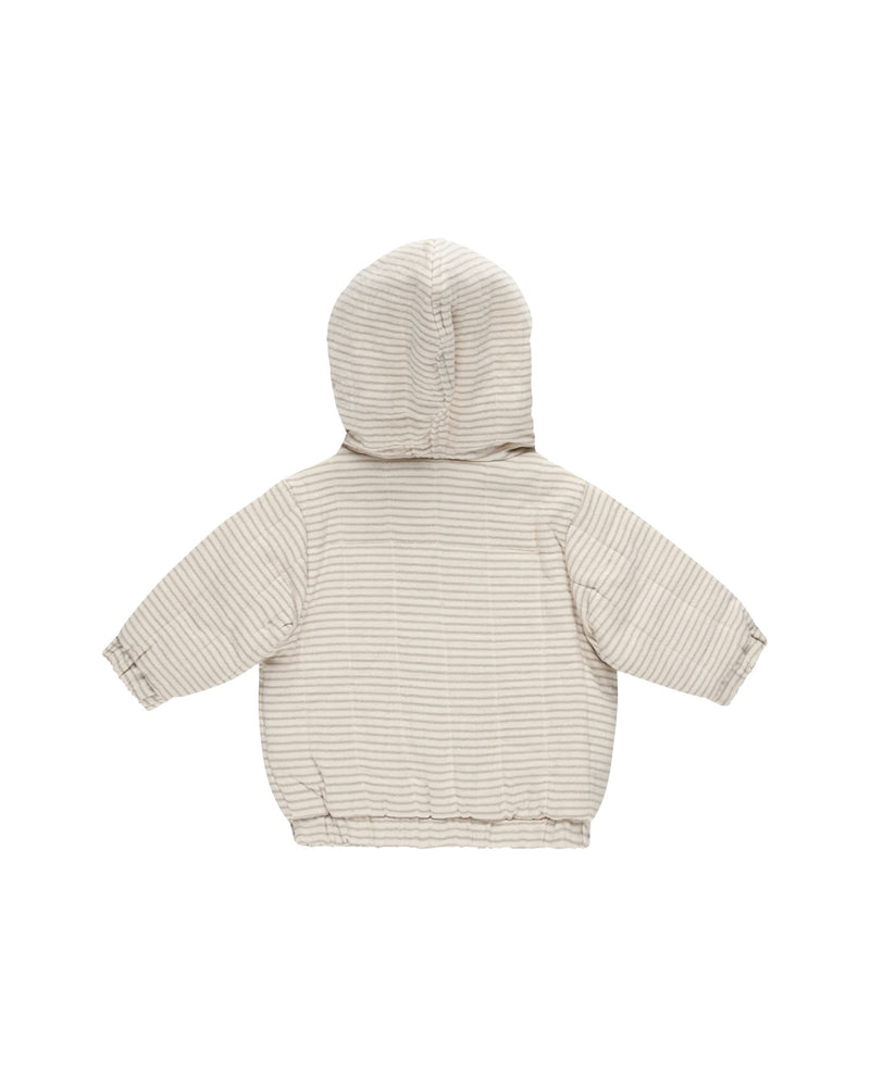 Hooded Woven Jacket || Basil Stripe